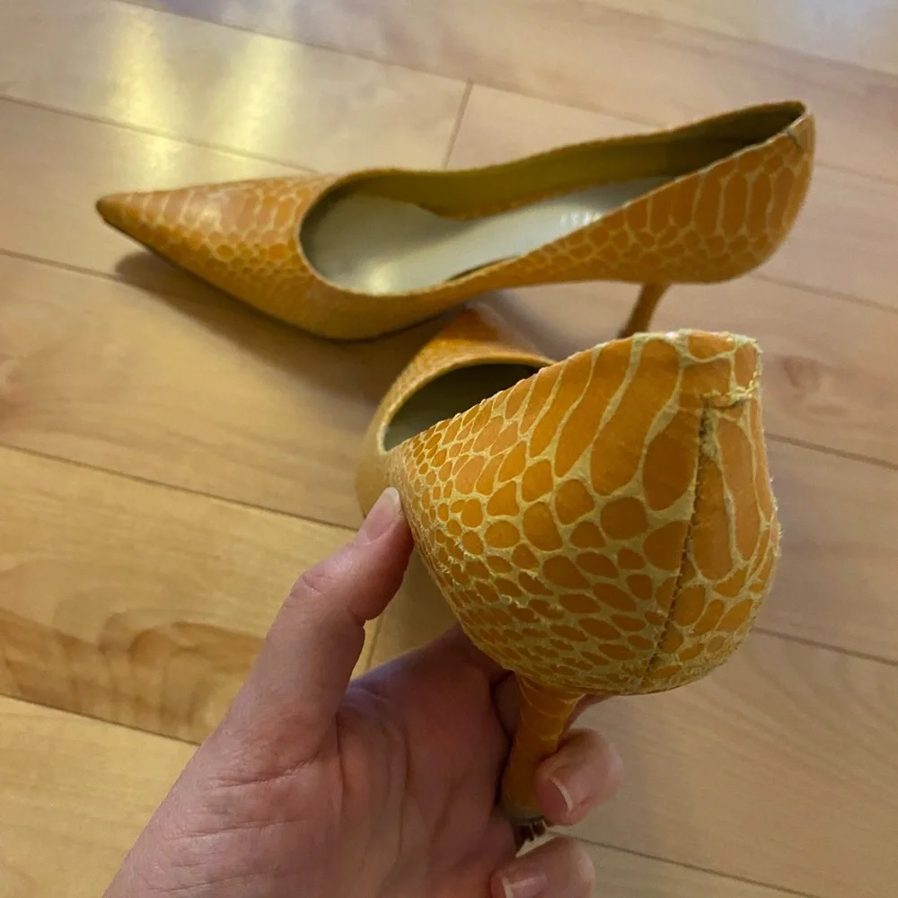 Nine West Orange Textured Heels - Picture 6 of 7